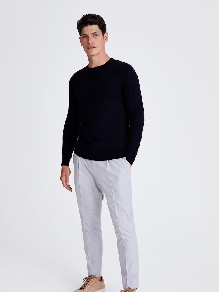 MOSS Navy Blue Merino Wool Blend Crew Neck Jumper - Image 3 of 6