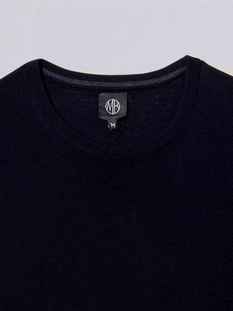 MOSS Navy Blue Merino Wool Blend Crew Neck Jumper - Image 6 of 6 MOSS Navy Blue Merino Wool Blend Crew Neck Jumper - Image 6 of 6