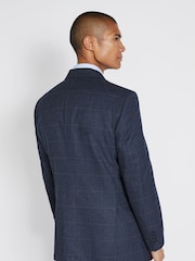 MOSS Blue/Khaki Green Regular Fit Check Suit Jacket - Image 2 of 5