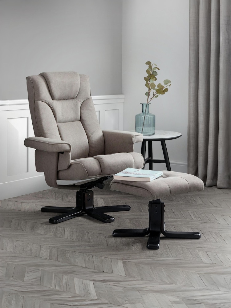 Julian Bowen Grey Malmo Swivel Recliner and Stool - Image 1 of 3