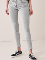 Light Grey Raw Hem Lift, Slim And Shape Skinny Jeans - Image 1 of 4
