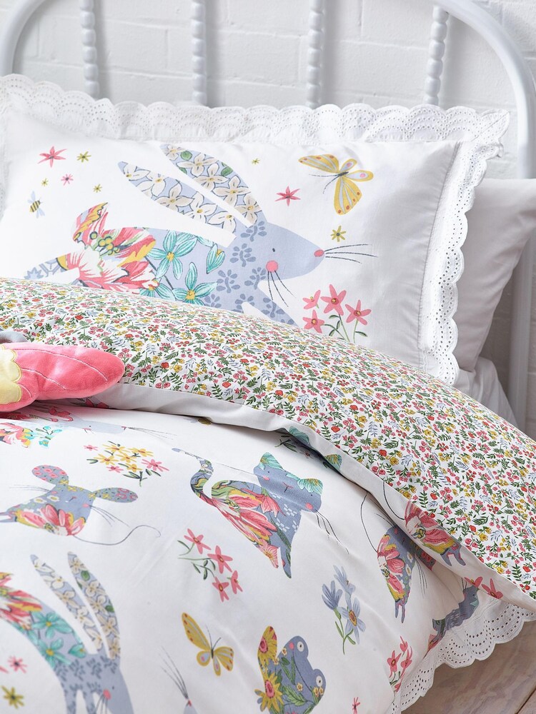 Natural Kids 100% Cotton Floral Bunnies Woodland Duvet Cover And Pillowcase Set - Image 2 of 4