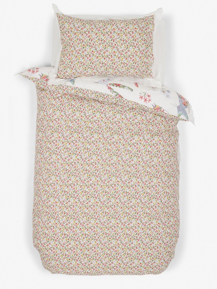 Natural Kids 100% Cotton Floral Bunnies Woodland Duvet Cover And Pillowcase Set - Image 4 of 4