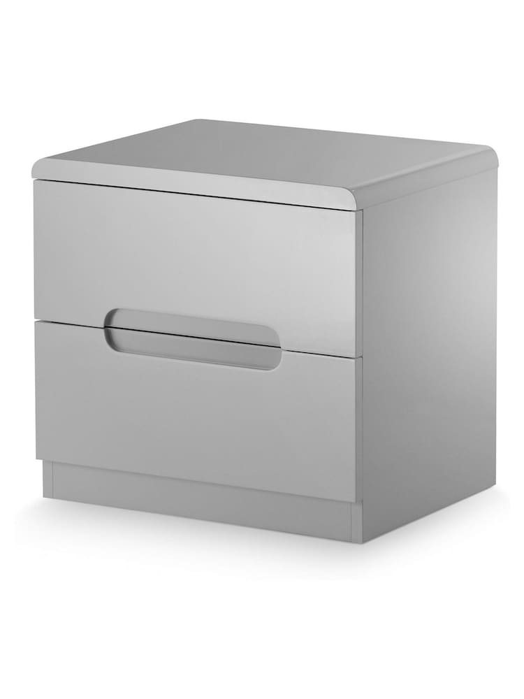 Julian Bowen Grey Manhattan 2 Drawe Bedside Table - Image 1 of 1