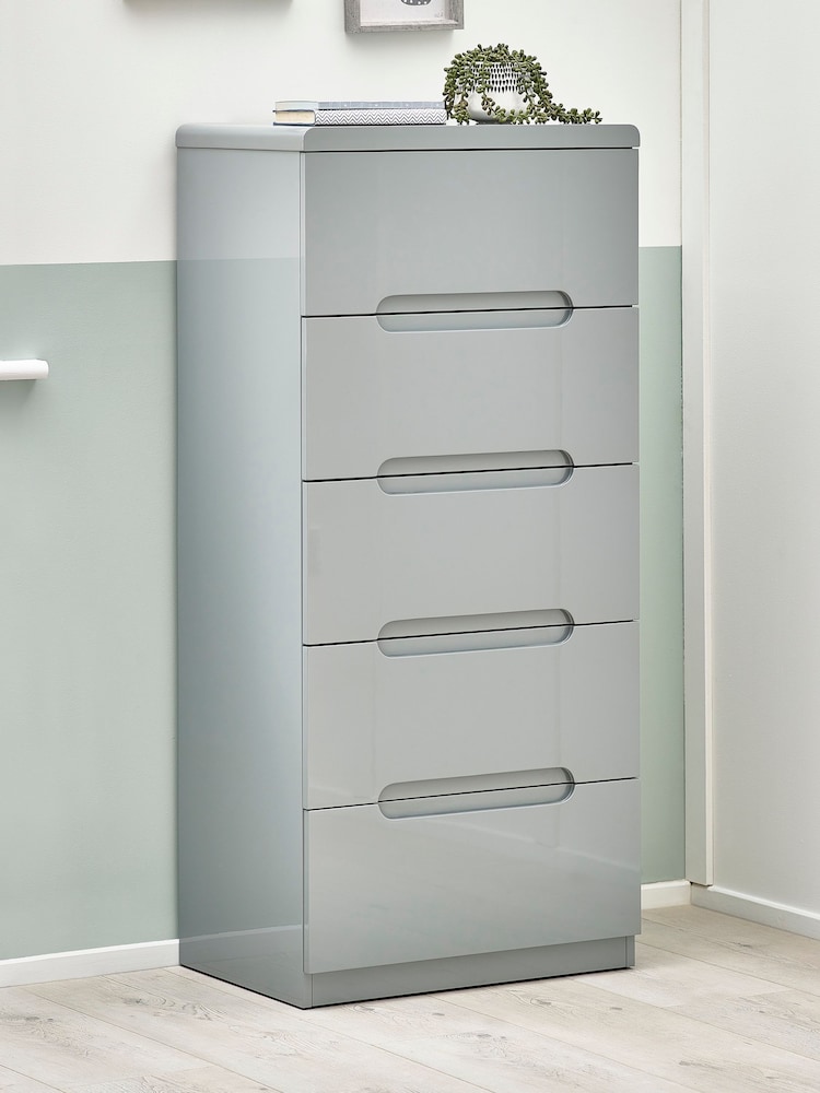 Julian Bowen Grey Manhattan 5 Drawer Narrow Chest - Image 1 of 3