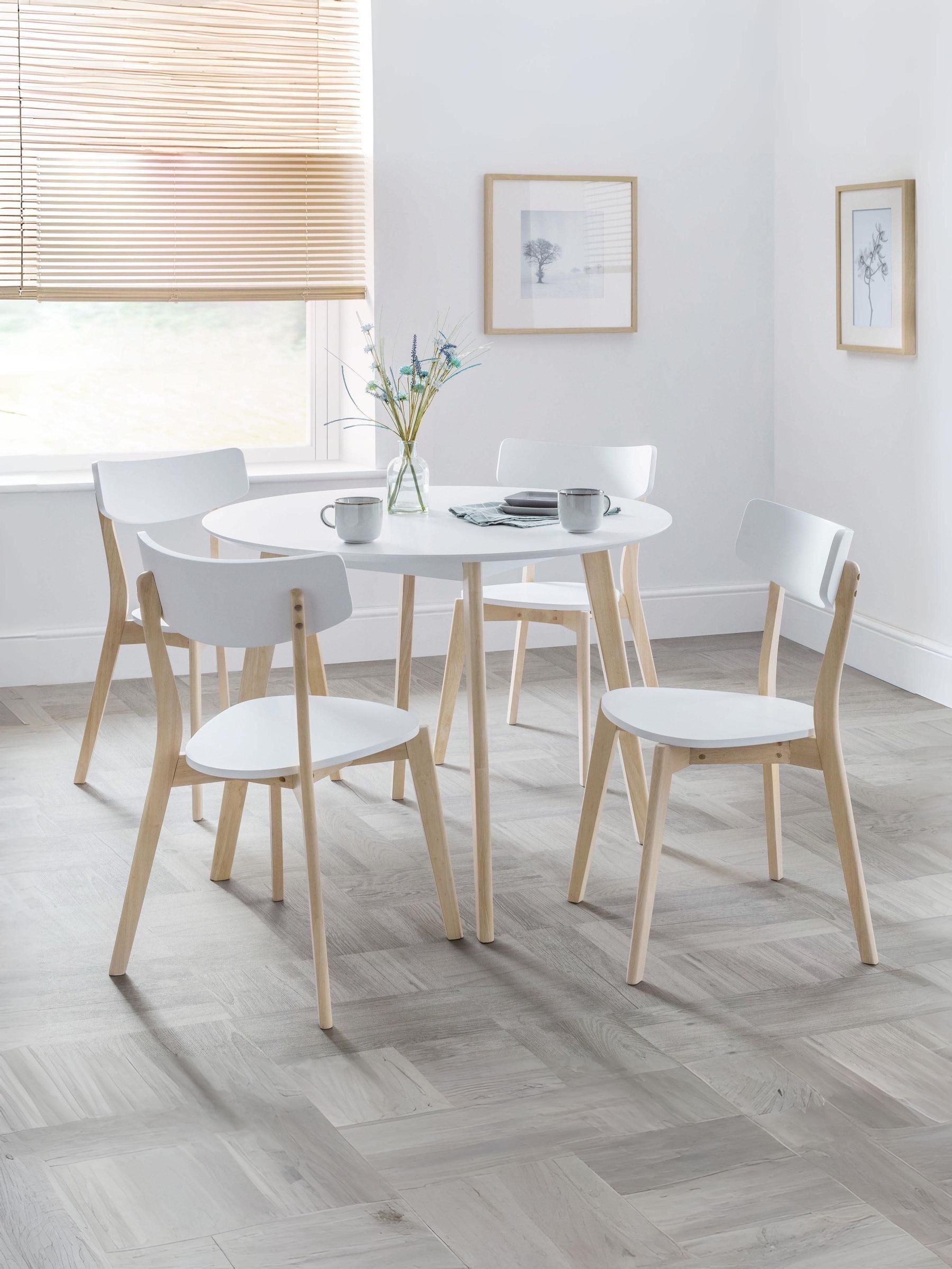 Julian Bowen Casa Round Dining Table - White and Oak - 4 Seater - Image 8