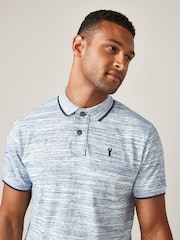 Blue Textured Polo Shirt - Image 4 of 5