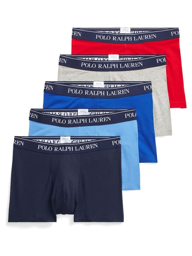 Rojo/gris/azul - Pack de 5 bóxers clásicos y elásticos de Polo Ralph Lauren - Imagen 1 de 13