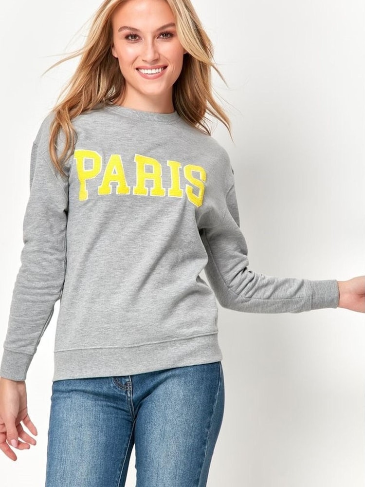 M&Co Grey Paris Slogan Sweatshirt - Image 1 of 5