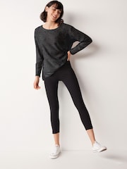 Black Cropped Denim Jersey Capri Leggings - Image 1 of 2