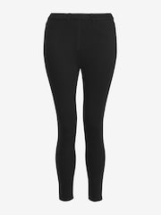 Black Cropped Denim Jersey Capri Leggings - Image 2 of 2