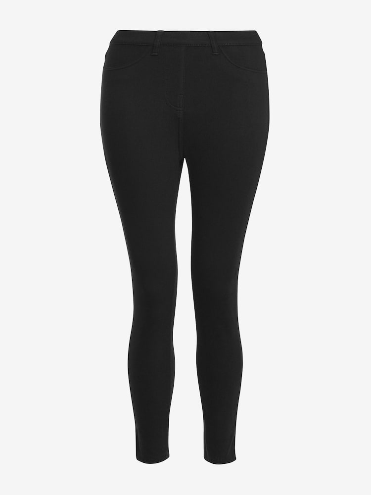 Black Cropped Denim Jersey Capri Leggings - Image 2 of 2