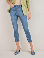 Mid Blue Cropped Slim Jeans - Image 1 of 5