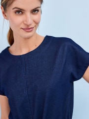 Izpiranje modra - Džersi denim kombinezon z zavezovanjem - Slika 4 iz 5