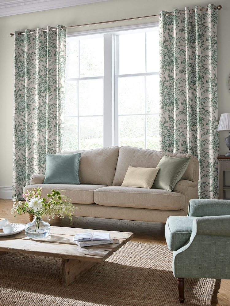 Laura Ashley Sage Green Picardie Made To Measure Curtains - Image 2 of 6