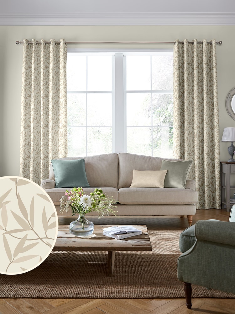 Laura Ashley Natural Willow Leaf Made To Measure Curtains - Image 2 of 9