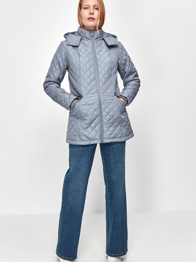M&Co Wattierte, kurze Jacke, Blau - Bild 1 von 5