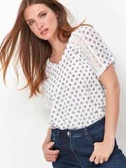 M&Co Petite Natural Tile Print Top - Image 2 of 4