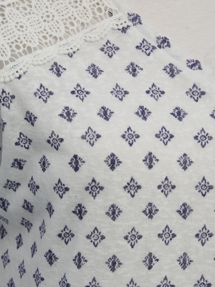 M&Co Petite Natural Tile Print Top - Image 4 of 4