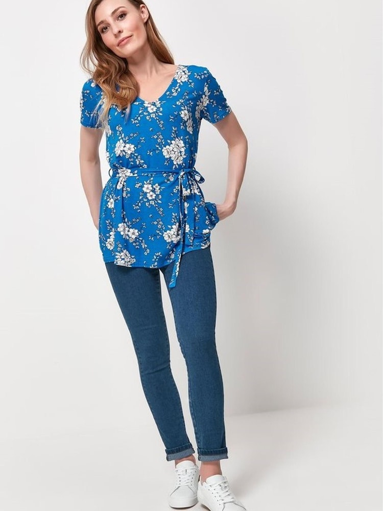 M&Co Jersey-Tunika mit Blumenmuster, Blau - Bild 2 von 5