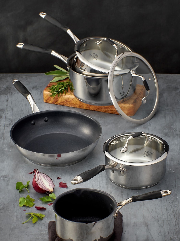 Stellar James Martin Silver Non Stick 5 Piece Saucepan Set - Image 1 of 4
