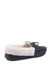 Cotswold Womens Grey Sopworth Slip on Moccasin Slippers - Image 3 of 4