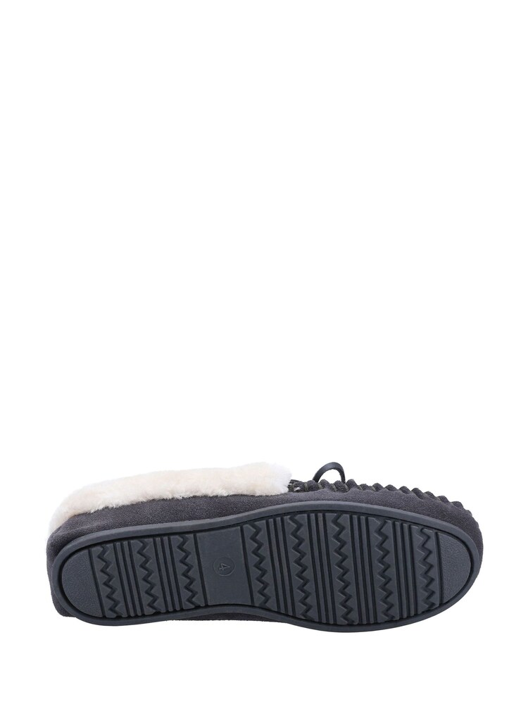 Cotswold Womens Grey Sopworth Slip on Moccasin Slippers - Image 4 of 4