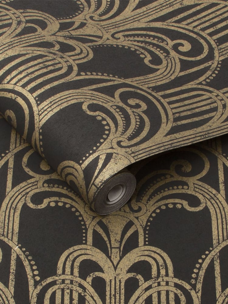 Graham & Brown Black Art Deco 10M Wallpaper - Image 2 of 3