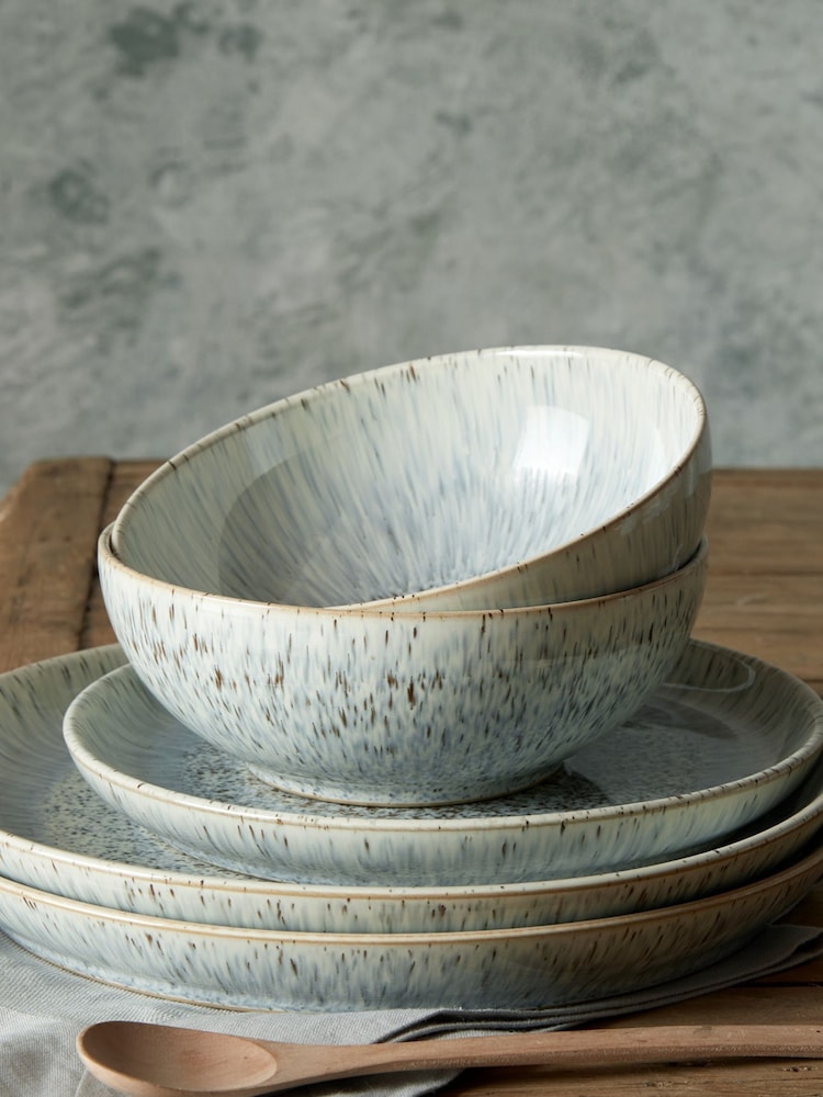 Denby 12 Piece Grey Halo Speckle Coupe Tableware Set - Image 1 of 4