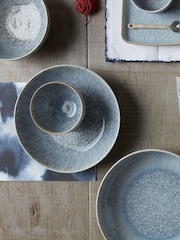 Denby 12 Piece Grey Halo Speckle Coupe Tableware Set - Image 2 of 4
