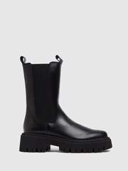 Schuh Black Daphne Leather Calf Boots - Image 1 of 4