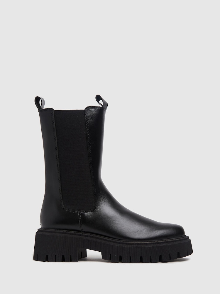 Schuh Black Daphne Leather Calf Boots - Image 1 of 4