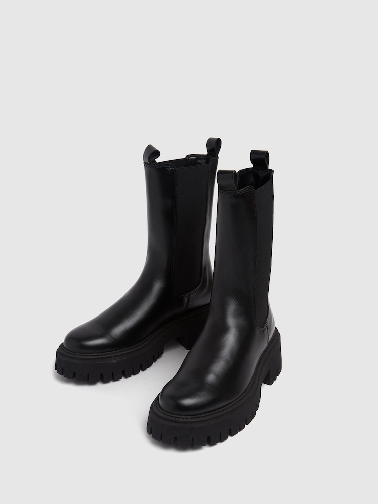 Schuh Black Daphne Leather Calf Boots - Image 4 of 4