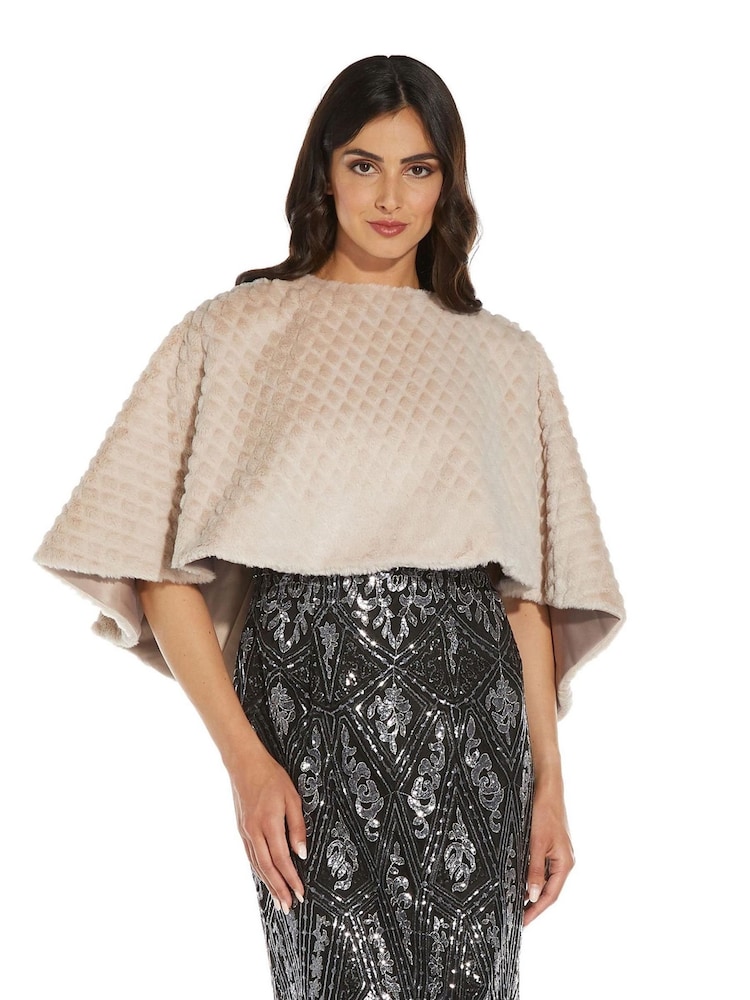 Adrianna Papell Faux Fur Lace Coverup - Image 1 of 6