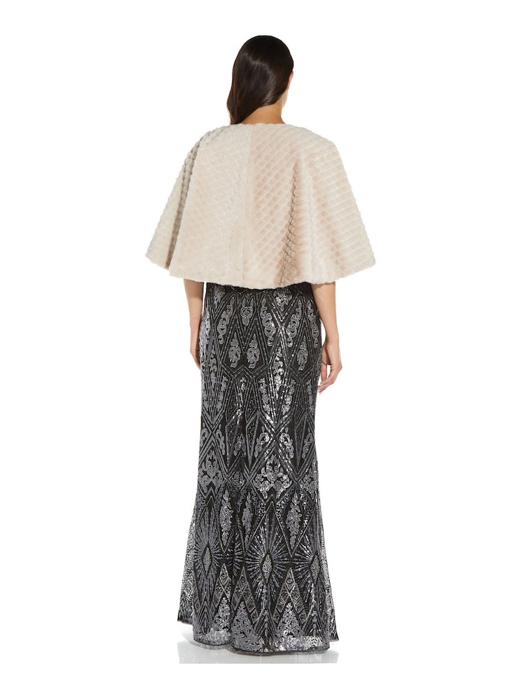 Adrianna Papell Faux Fur Lace Coverup - Image 2 of 6