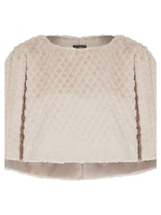 Adrianna Papell Faux Fur Lace Coverup - Image 5 of 6