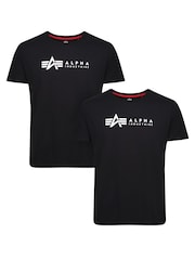 Alpha Industries Label 100% Cotton T-Shirt 2 Pack - Image 1 of 6