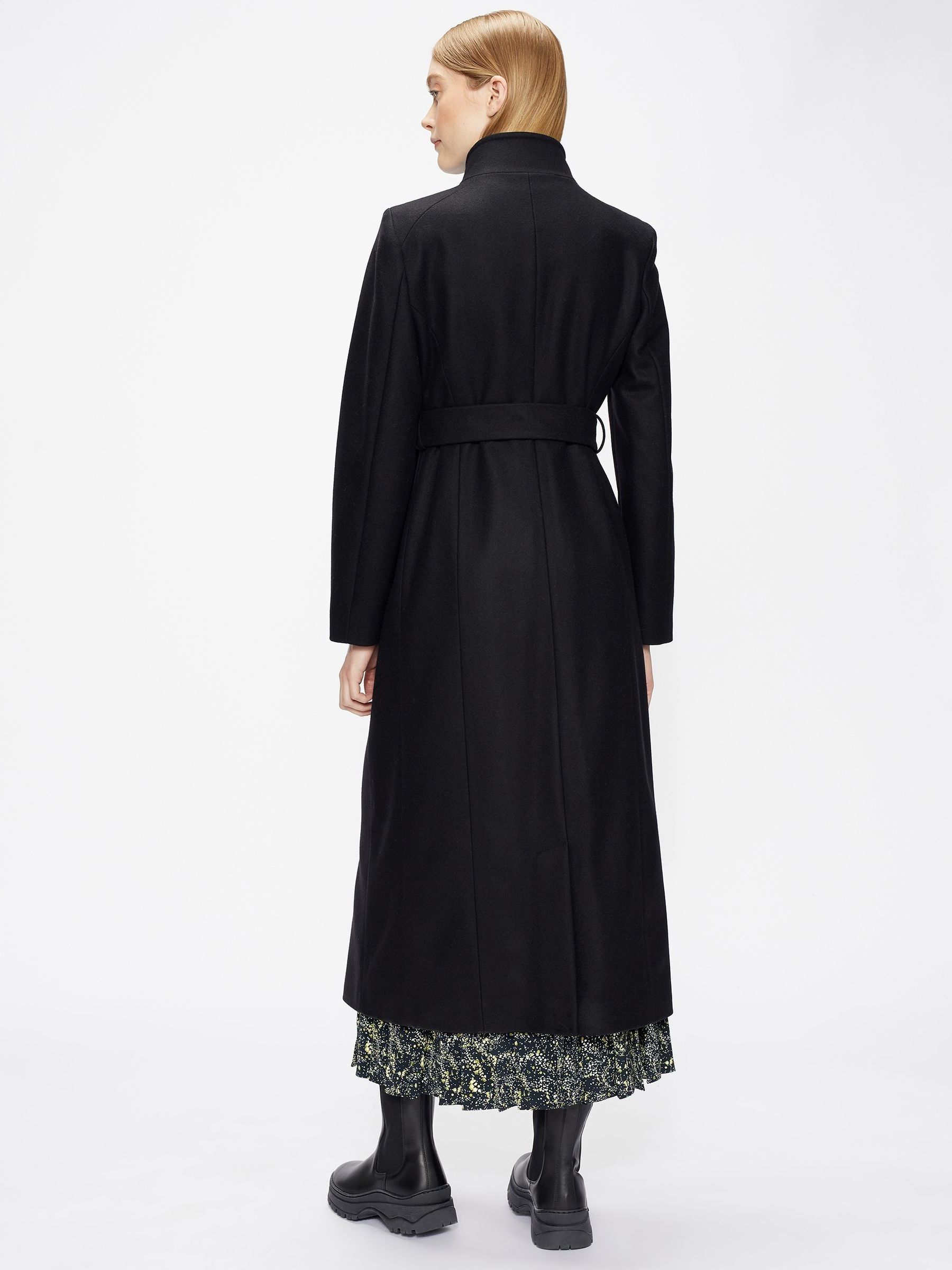 Buy Ted Baker Black Long Length Rosell Wool Wrap Coat from
