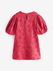 Pink/Orange Floral Texture Jersey Jacquard Dress (1.5-16yrs) - Image 6 of 7