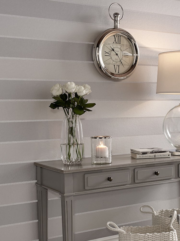 Graham & Brown Silver Baroque Bead Stripe Paste The Wall 10M Wallpaper - Image 1 of 3