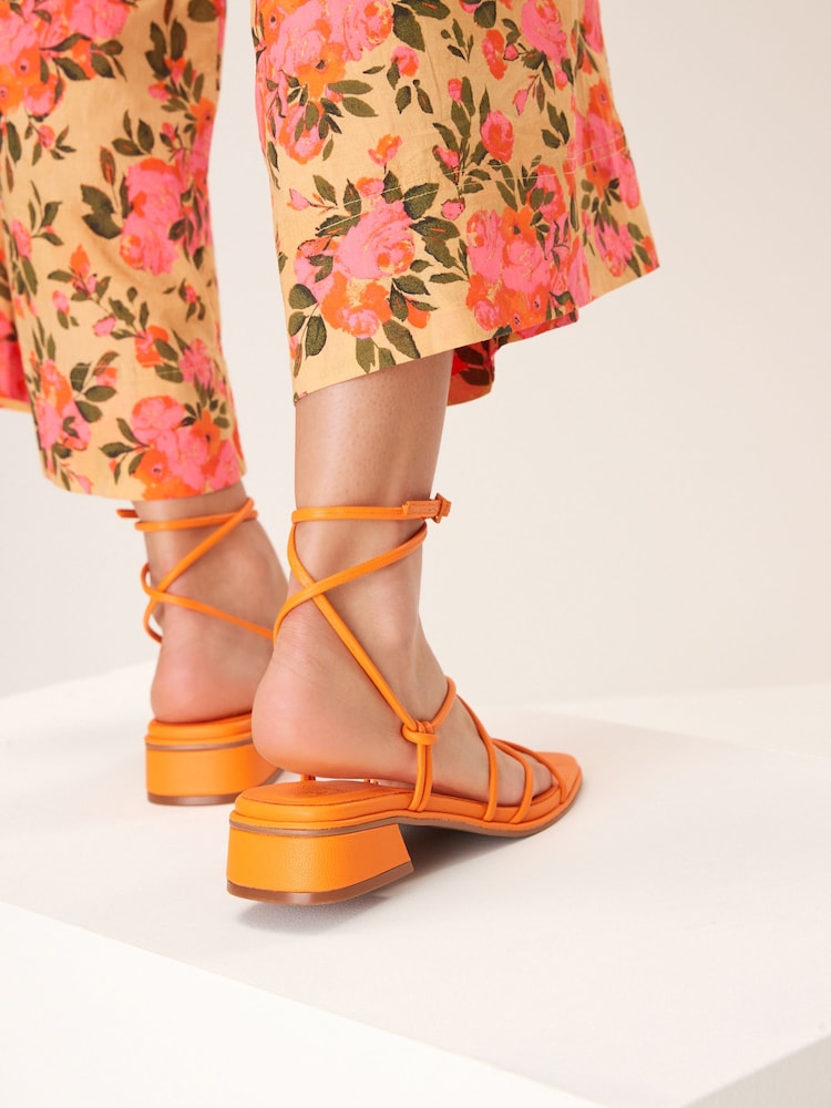 Orange Forever Comfort Knot Detail Ankle Strap Sandals - Image 2 of 6