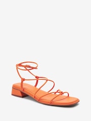Orange Forever Comfort Knot Detail Ankle Strap Sandals - Image 4 of 6