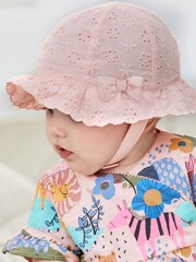 Pink Broderie 2 Pack Baby Summer Bucket Hats (0mths-2yrs) - Image 2 of 5