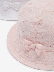Pink Broderie 2 Pack Baby Summer Bucket Hats (0mths-2yrs) - Image 5 of 5
