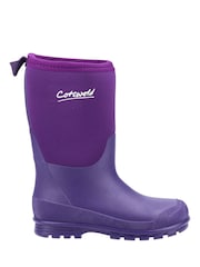 Cotswold Younger Girls Purple Waterproof Hilly Neoprene Wellies - Image 1 of 4