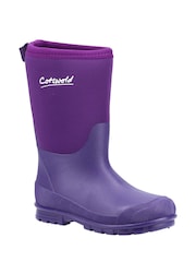 Cotswold Younger Girls Purple Waterproof Hilly Neoprene Wellies - Image 2 of 4
