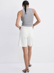 Mango White Denim Knee-Length Shorts - Image 2 of 7