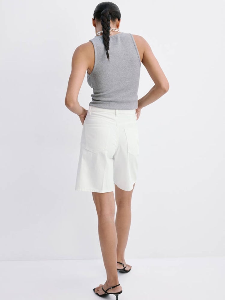 Mango White Denim Knee-Length Shorts - Image 2 of 7