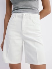 Mango White Denim Knee-Length Shorts - Image 4 of 7