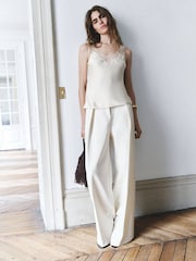 Mango Cream Lace Trim Satin Sleeveless Vest - Image 1 of 7